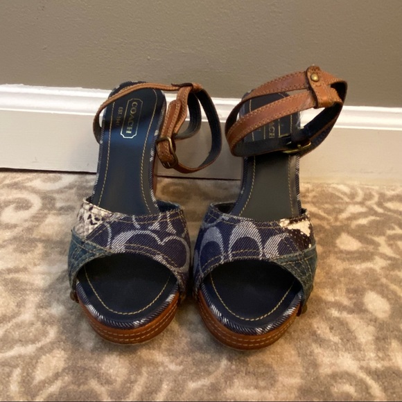 Authentic Coach Lynda Patchwork Logo Wedges - Picture 1 of 4
